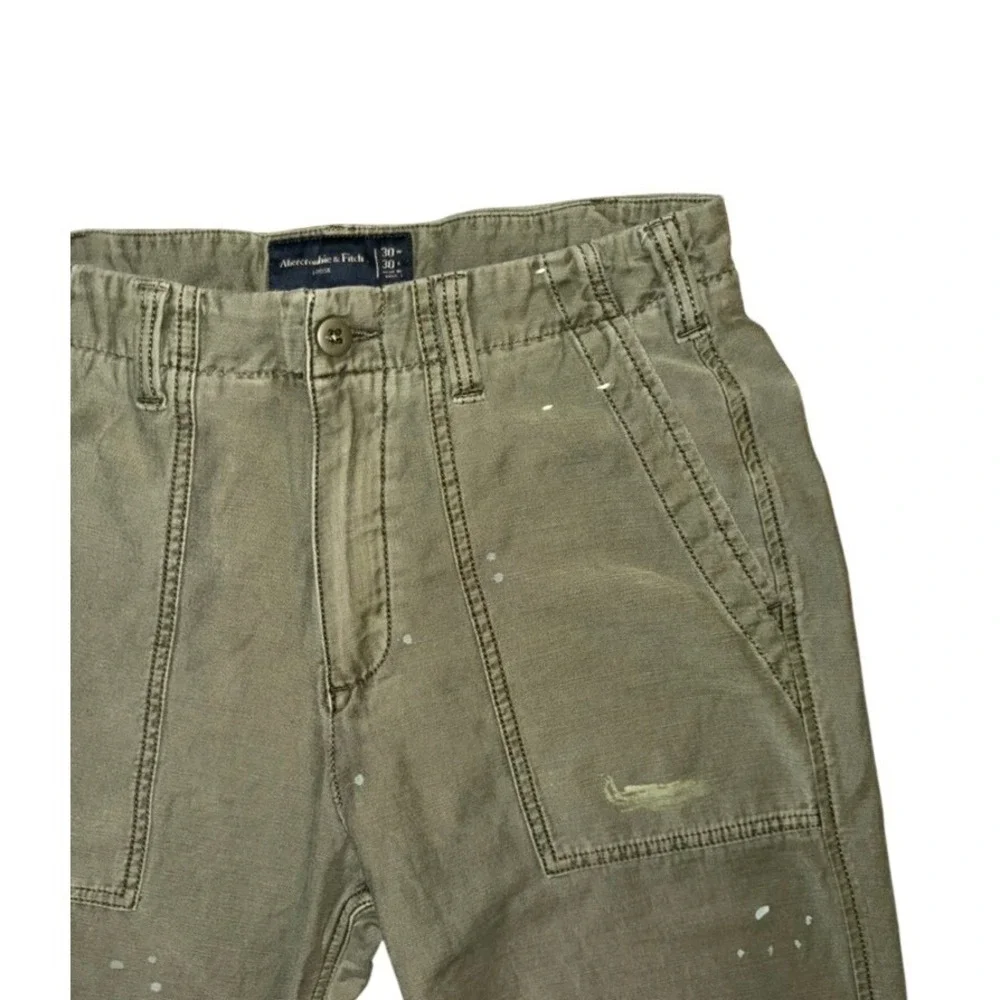 Abercrombie & Fitch Women's Pants Size 30 Olive Green Utility Paint Splatter 30L